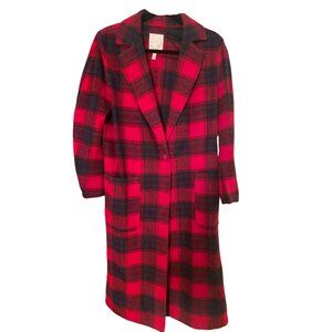 Nordstrom Leith Single Button Plaid Coat | Small | Red&Black | Excellent Cond.